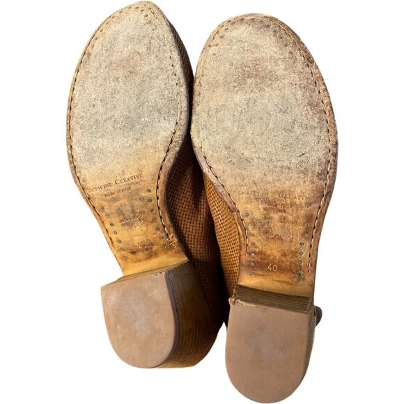 Officine Creative Woven Ankle Boots 40 US 10 Booties Shoes Brown Leather 2.5” - Picture 4 of 13